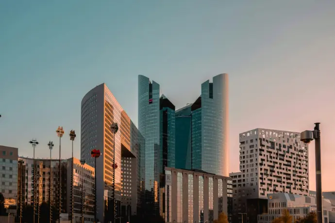 a group of tall buildings sitting next to each other
